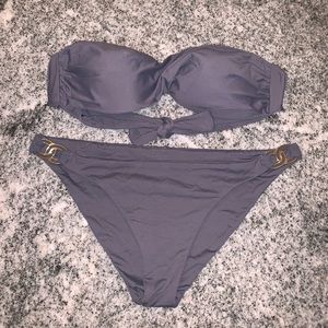 L*SPACE swimwear bandeau set in shark grey